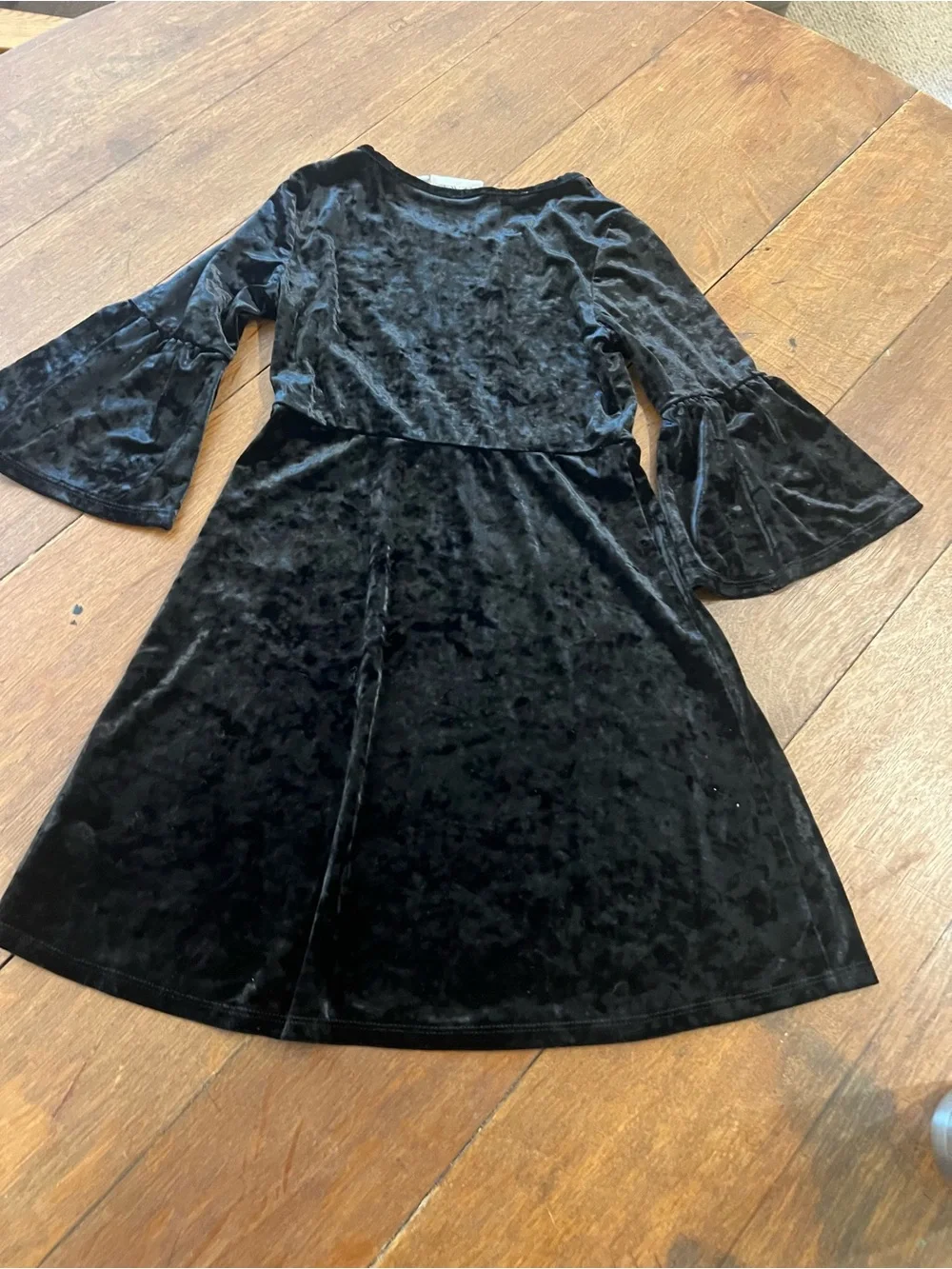 The Children's Place Black Velvet Bell-Sleeve Dress